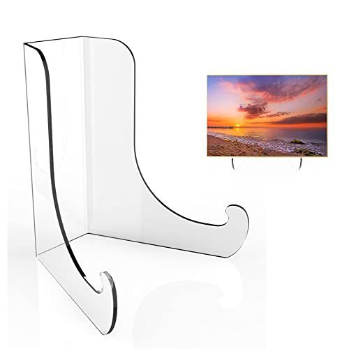 Boloyo Flat Back Acrylic Plate Display Stand , 6 Inch 2PC Clear Acrylic Display Holder Easel Base for Home Office Kitchen School Art Display