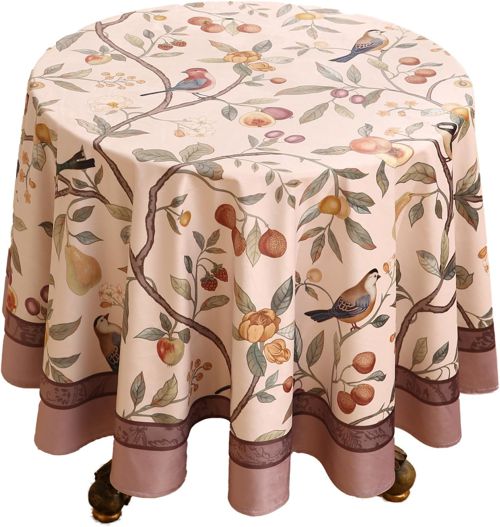 Floral Table Cloth for Rectangle Tables,French Premium Velvet with Bird and Fruit Pattern Tablecloth,Decor for Kitchen,Parties,Banquets,Thanksgiving,N