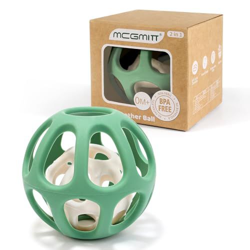 MCGMITT Sensory Balls for Baby, Easy Grasp Food Grade Stretchy Silicone Baby Teether Ball for 0-6 6-12 Months, BPA-Free Montessori Chew Toy, Newborn Infant Learning Developmental Toys Gift G
