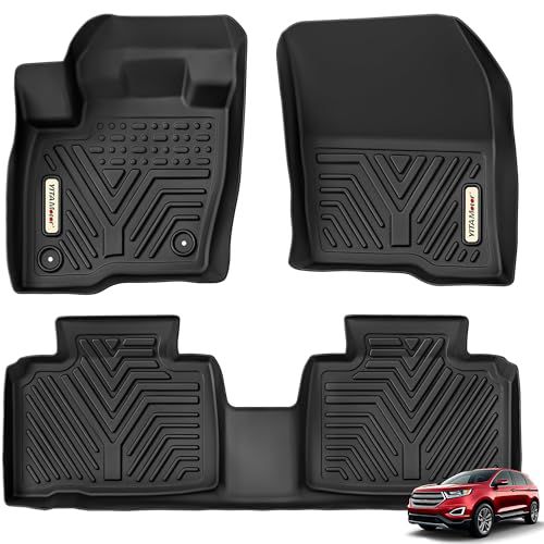 YITAMOTOR Floor Mats Compatible with 2015-2024 Ford Edge, Custom Fit Black TPE Floor Liners 1st & 2nd Row All-Weather Protection Edge 1st$2nd