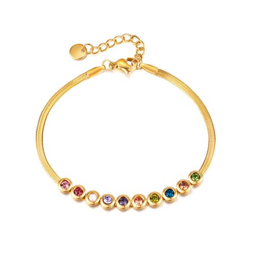 Charm Bracelet Set, Gold-plated Chain Jewelry Bracelet for Women Girls Fans Gift Gold-Gems