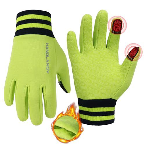 HANDALNDY Horse Riding Gloves, Equestrian Gloves Adult Kids for Girls Boys, Durable Comfortable Grip Kids Green Large(Age 11-13)