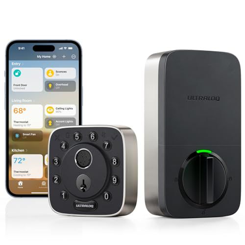 ULTRALOQ Bolt Fingerprint Smart Lock - Works with Apple HomeKit - Built-in WiFi Keyless Entry Door Lock - Voice Control with Siri, Alexa, Google - Biometric Smart Door Lock - Smart WiFi Dead