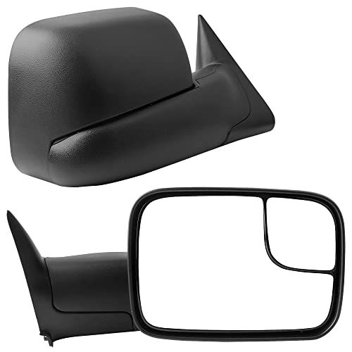 YITAMOTOR Towing Mirrors Compatible with 1994-1997 Dodge Ram 1500 2500 3500 Truck, Power Adjustable Glass with Support Bracket Flip-Up Tow Mirrors Black For 94-97 Ram 1500 1994-1997-Power