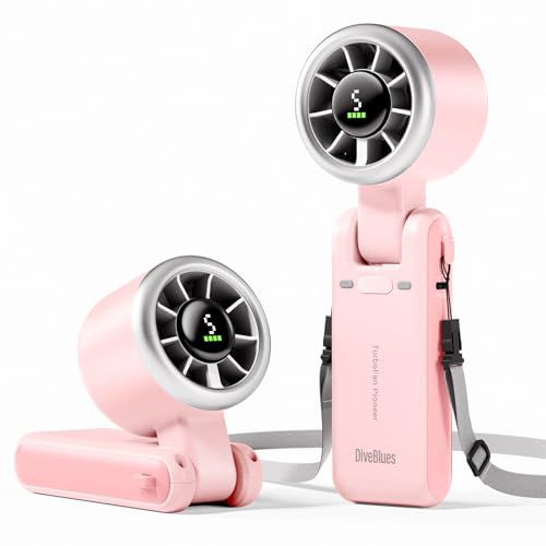 Diveblues Portable Handheld Turbo Fan, 5 Gear Wind, Battery Operated, Up to 12 Working Hours, 3 IN 1 Hand Fan with Air Turbo Tech Cooling Fan for Outdoor Activities, Travel, Working Millenni