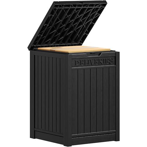 YITAHOME Resin Package Delivery Box 51 Gallon, Secure Lockable Resin Package Delivery Container, Deck Box for Porch & Curbside, Black Black 51 Gallon