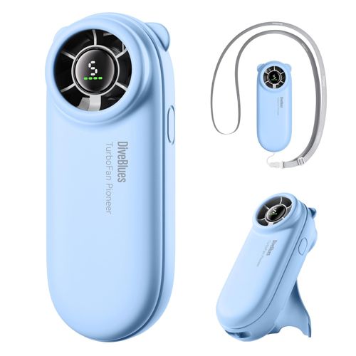 Diveblues TurboBear Portable Handheld Turbo Fan- Powerful Air Speed, Ultra-Light 86.5g Hand Fan, 5 Gear Cooling, Rechargeable Battery Powered, Pocket Cute Small Fan Travel Essentials Gifts W
