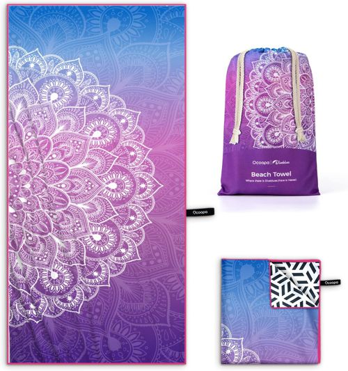 OCOOPA Microfiber Beach Towel - Oversized 71"x32" - Quick Dry, Sand Free - Lightweight & Compact - Large Beach Towels for Swimming, Camping, Holiday Mandala 71.00" x 32.00"