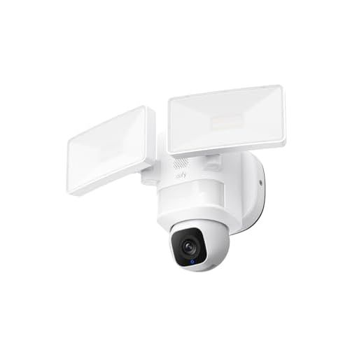 eufy Security Floodlight Camera E30, Security Camera Outdoor, 360° Pan and Tilt, AI Detection and Tracking, 2K Video, 2.4GHz Wi-Fi, 2,000 Lumens, Custom Voice and Light Alerts, 24/7 Recordin