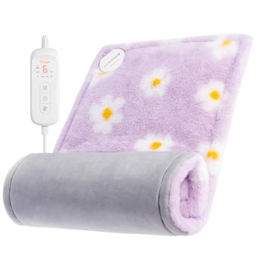 OCOOPA Graphene Heating Pad for Back Pain Relief, Ultra Soft & Comfortable Plush, Flower Cute Heating Pad for Period Cramps XL 12"x24", 6-Hour Timer, Christmas Gift for Women Mom