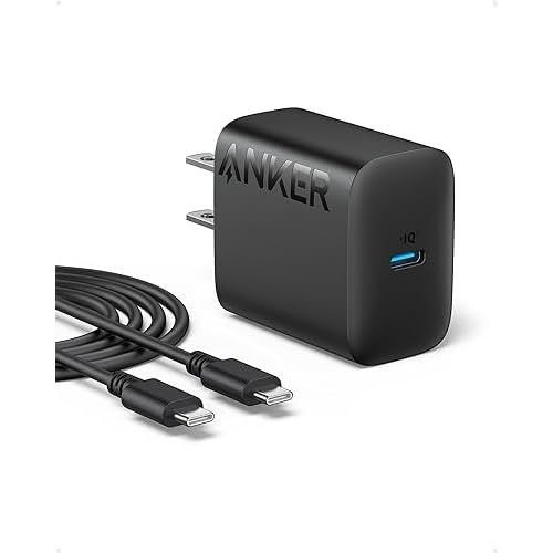 Anker 20W USB-C Fast Wall Charger for iPhone 16/15 Series, iPad Pro/AirPods Pro 2 and More (5 ft Cable Included)