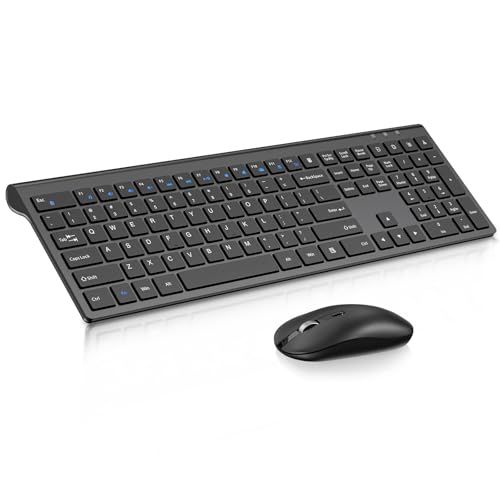 cimetech Wireless Keyboard and Mouse Combo, 2.4G USB Full Size Wireless Computer Keyboard and Adjustable Mouse for Computer/Laptop/PC/Mac/Windows - Black 6-Black