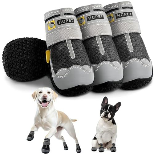 Hcpet Dog Shoes for Large Dogs, Breathable Dog Booties for Small Medium Dogs, Anti-Slip Dog Boots & Paw Protectors for Hot Pavement Winter Snow Hiking