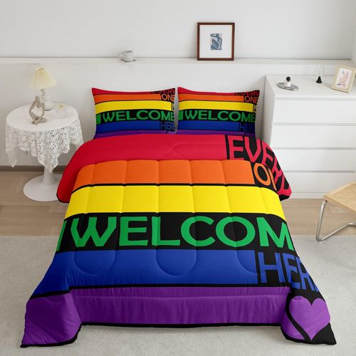 Rainbow Comforter Bright Color Stripe Bedding Set for Kids Boys Girls Teens Decor Multicolor Comforter Set Love Always Love Duvet Set Full Size Boys Multi 28 Full