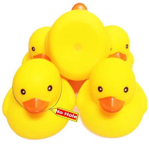Rubber Yellow Ducks/ Ducky No Hole Waterproof No Squeak Bath/Pool/Water Float Toy Stuffed with Sealed Plug Without Hole for Kids in Bulk