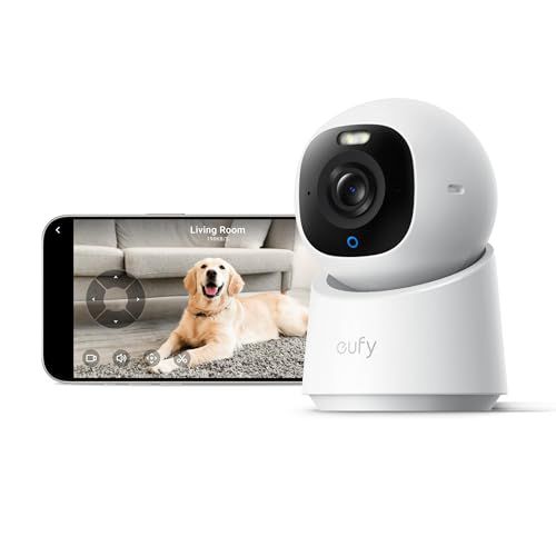 eufy Indoor Cam E30, Latest Generation, 4K UHD Security Camera, Pet/Dog/Baby Camera with Phone app, Color Night Vision, Human/Pet Auto Tracking, 360 Pan-Tilt, Works with Homekit 1-Pack