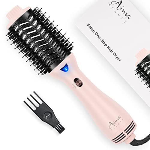 Hair Dryer Brush, Aima Beauty One Step Hair Dryer and Styler Volumizer with Negative Ion for Reducing Frizz and Static, Hair Styling Tools, Pink 2.3 Inches Wide-pink-oval Brush