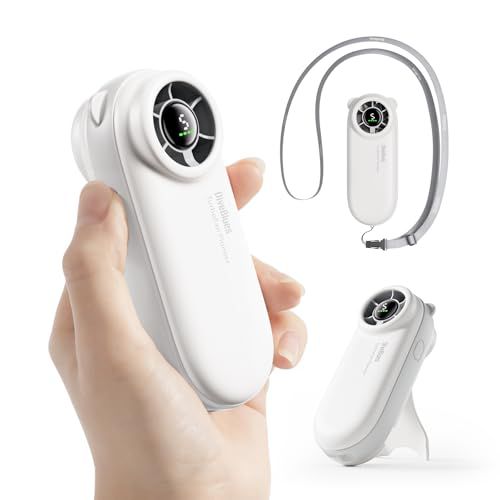 Handheld Portable Turbo Fan, 4000mAh USB Rechargeable Pocket Fan, Up to 16 Hours, Hand Fan with 5 Speeds Powerful Cooling for Travel/Summer/Outdoor/Lash/Purse(White)
