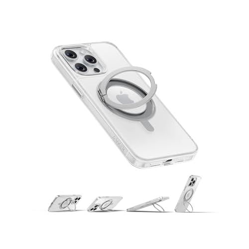 Anker Ultra Magnetic for iPhone Case with Sturdy 360° Ring Stand, Military-Grade Shockproof Kickstand Compatible with MagSafe (for iPhone 15, Clear) iPhone 15 Clear