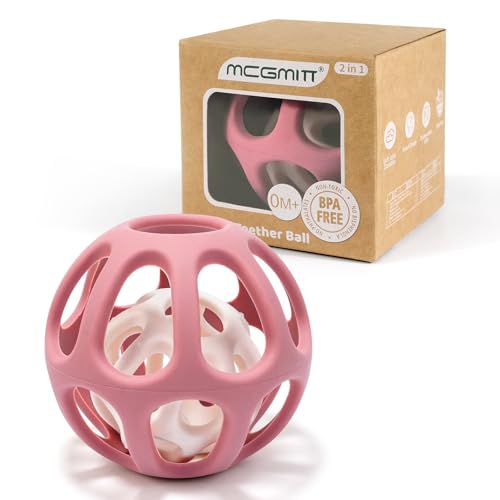 MCGMITT Sensory Balls for Baby, Food Grade Stretchy Silicone Infant Ball, Easy Grasp Ball for Babies 0-12 Months BPA-Free Montessori Learning Toy, Developmental Teething Toys Baby Shower Gif