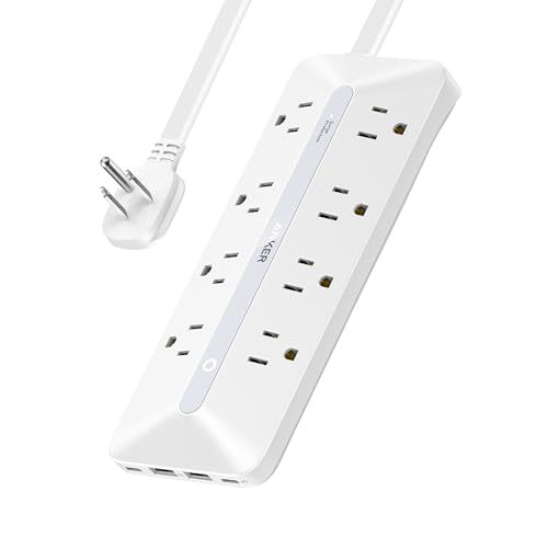 Anker Flat Plug Power Strip, 12-in-1 USB-C Power Strip with 8 AC, 2 USB-C, and 2 USB-A Ports, 5 feet Extension Cord, Slim Desk Charging Station, 900J Surge Protection, 35W Max for Home, Offi