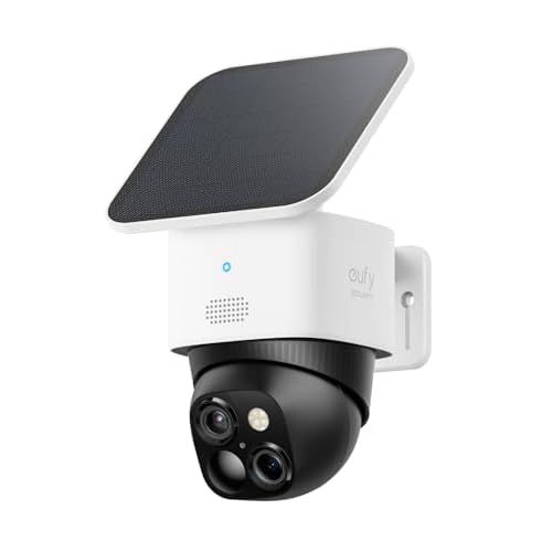 eufy Security SoloCam S340, Solar Security Cameras Wireless Outdoor, Cameras for Home Security, 360° Pan & Tilt Surveillance, No Blind Spots, 2.4 GHz Wi-Fi, No Monthly Fee, HomeBase S380 Com