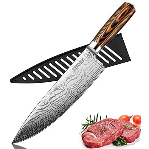 Chef Knife, 8 Inch Professional Kitchen Chef Knife with Sheath, German High Carbon Stainless Steel Ultra Sharp Knife, Chef Knives with Ergonomic Handle and Gift Box 8 inch che knife