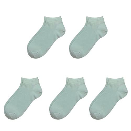 SERISIMPLE Viscose Bamboo School Socks Ankle Super Soft Kids Socks Stretch Cuffs Athletic Socks Odor Anti-odor 5 Pairs Medium Teal