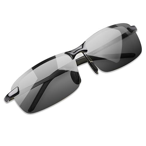 YIMI Polarized Photochromic Driving z87 Sunglasses For Men Women Day and Night safety glasses Black Frame /Deep Black Lens