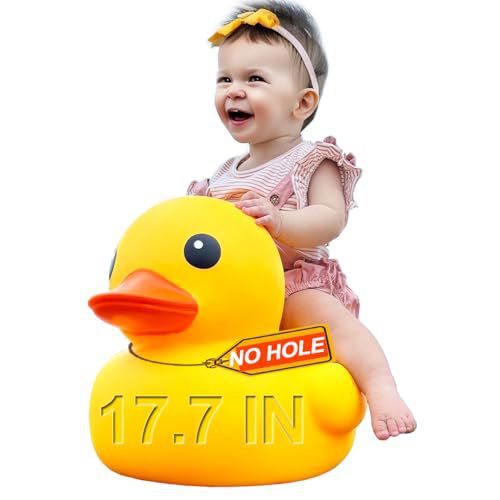 17.7" Giant Rubber Yellow Duck/Duckies, Kalafona No Hole Large Huge Giant Jumbo Duck Bath Toy No Bebe Noise Bathtub Toys Waterproof Without Hole For Baby Shower Birthday Party Favors Beach S