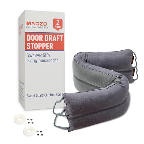 MAGZO Door Draft Stopper, 36 Inch x 2pcs Under Door Draft Blocker Noise Stopper, Weighted Wind Blocker Draft Guard for Bottom of Door, Gray Gray 36in x 4in x 2pcs