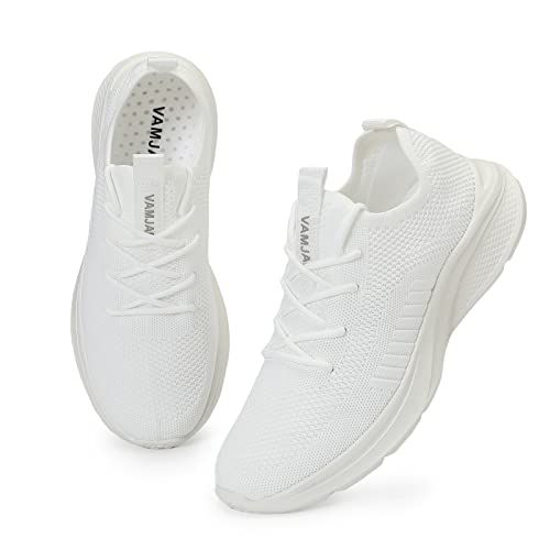 VAMJAM Men's Running Shoes Fashion Sneakers Lightweight Breathable Flying Knitting Lace Up Mesh Walking Shoes Workout Casual Sports Shoes