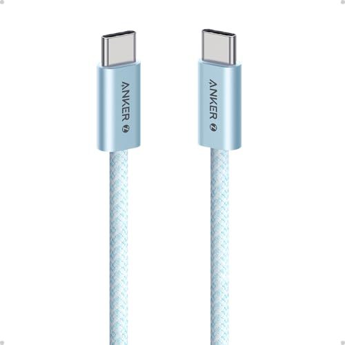 Anker Zolo USB C to USB C Cable, Braided and Dirt-Free Type-C Fast Charging Cable, Slim Connector, for iPhone 16 Series, MacBook (240W) (Blue, 3FT) 3ft Blue