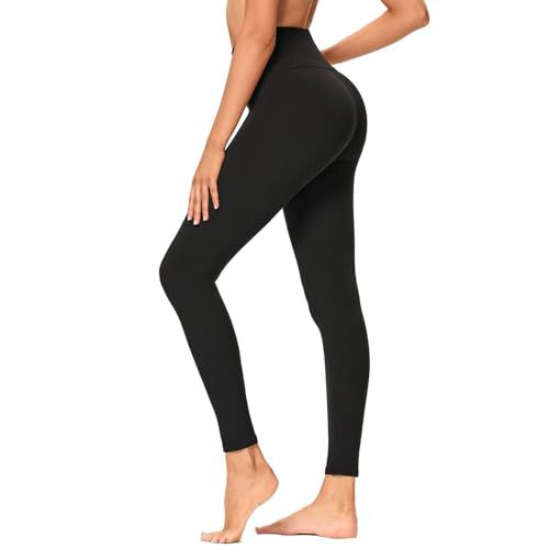 GAYHAY High Waisted Leggings for Women - Soft Opaque Slim Tummy Control Printed Pants for Running Cycling Yoga NO POCKETS Small-Medium A-1black