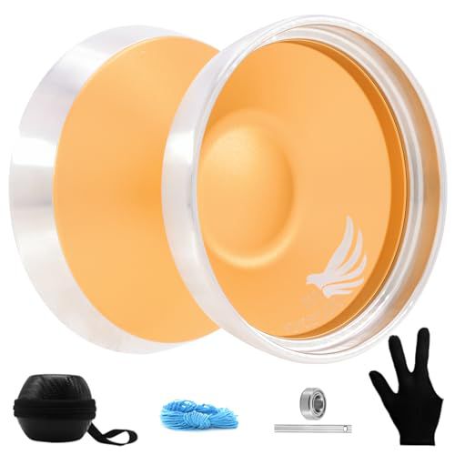 YOYOSTUDIO S03 Unresponsive Yoyo Professional, Pro Bi-Metal Yoyo for Kids 8-12 and Adults, Trick Yoyos for Beginner and Advanced with Yoyos Bearing Kit, 10 Yo-yos Strings + Case + Glove (Gol