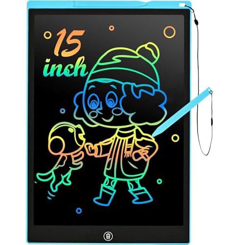 Gifts for Boys Kids Toys, 15 Inch LCD Writing Tablet Colorful Drawing Pad, Toddler Girl Toys for 3-8 Year Old, Toys for Ages 2-4, Sensory Bluey Toys for Kids Ages 3-5 (Blue) 15'' Blue