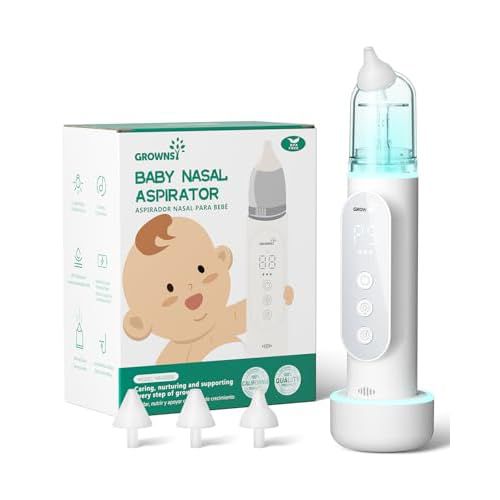 GROWNSY Nasal Aspirator for Baby, Upgraded 5 Suction Levels Baby Nose Sucker, IPX7 Waterproof Electric Nose Suction for Baby, Booger Sucker for Toddlers with Automatic Cleaning &Music &Light