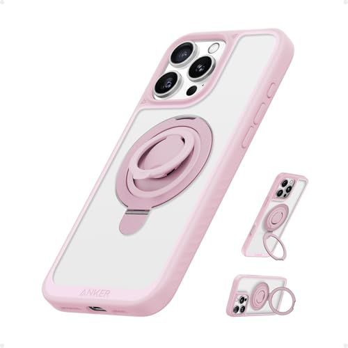 Anker Magnetic Ring Stand for iPhone 16 Pro Max Case, Silicone Finger Ring Grip Stand Holder, Military Grade Drop Tested, Compatible with MagSafe, Built in Kickstand, Soft Edge Anti-Fingerpr