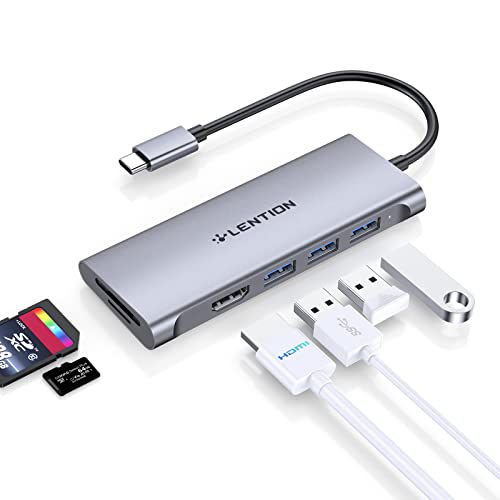 LENTION USB C Hub with 4K HDMI, 3 USB 3.0, SD/Micro SD 3.0 Card Reader, Compatible 2023-2016 MacBook Pro, New Mac Air/Surface, Chromebook, iPhone15 or More, Stable Driver Adapter (C34, Space