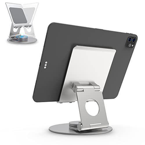 KABCON Tablet Stand Swivel,Aluminum Portable 360°Rotating Tablet Stand Holder for Desk,Business,Kitchen,Desktop,Tablet Table Stand for iPad Pro 9.7,10.5,12.9/Air Mini,Tab,Kindle,Nexus,E-Read