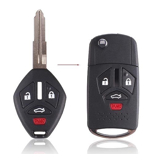 Heart Horse 4 Buttons Remote Flip Folding Key Shell Compatible with Mitsubishi Eclipse Lancer Endeavor Galant Outlander 2007-2012 Modified (No Chip)