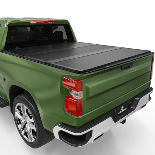 YITAMOTOR FRP Hard Tri-fold Truck Bed Tonneau Cover Fits for 2007-2025 Chevy Silverado/GMC Sierra 1500 New Body Style, 2007-2019 Silverado/Sierra 2500 3500 HD, Fleetside 6.6 ft Bed 6'7" Hard