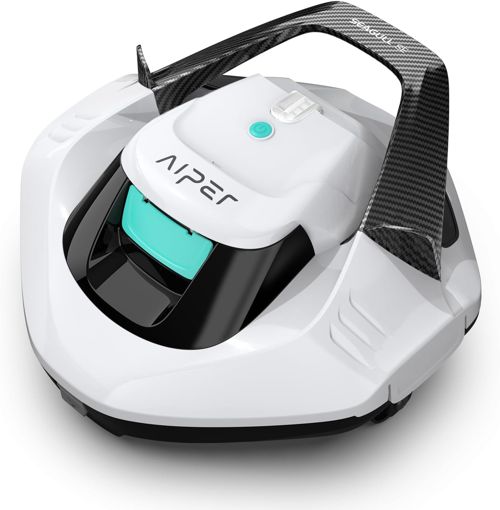 AIPER Cordless Robotic Pool Vacuum, Self-Parking Technology, Portable, Ideal for Above-Ground Flat Pool up to 40 Feet, White