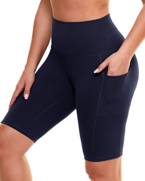 GAYHAY Biker Shorts for Women with Pockets - 8"/5"/3" Booty High Waisted Black Spandex Volleyball Short for Workout Yoga