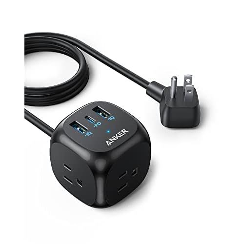 Anker 20W USB C Power Strip, 321 Power Strip with 3 Outlets and USB C Charging for iPhone 15/15 Plus/15 Pro/15 Pro Max (Black, 10FT) 10ft Black