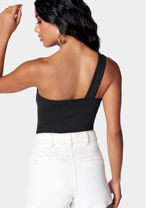 Cutout Asymmetric One Shoulder Bodysuit