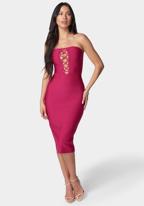 Bandage Lace-Up Strapless Dress