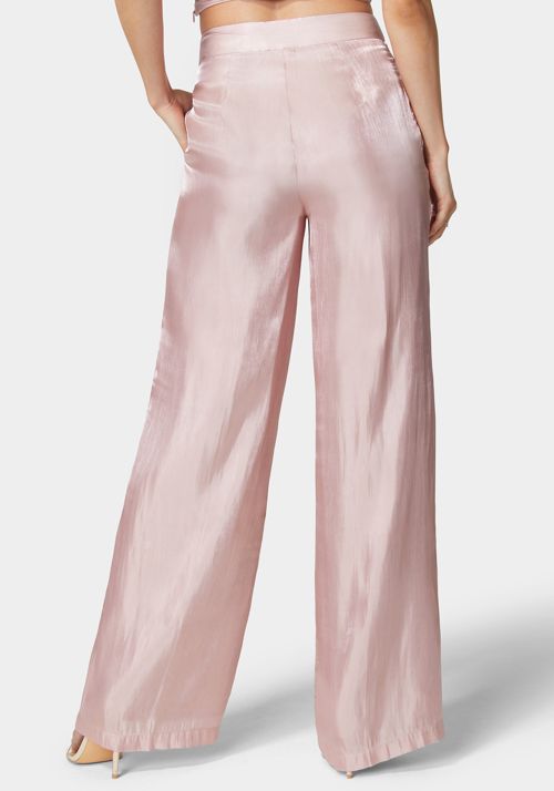 Iridescent Satin High Waist Palazzo Leg Pants