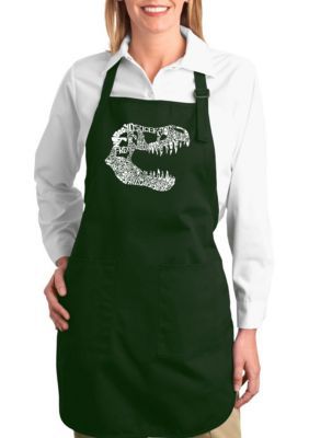 LA Pop Art Full Length Word Art Apron - T-Rex, Green