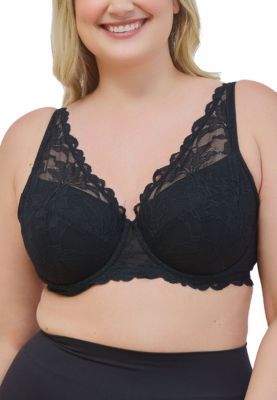Leading Lady Women's The Willow Lace Plunge Underwire Bra, Black, 40 DD